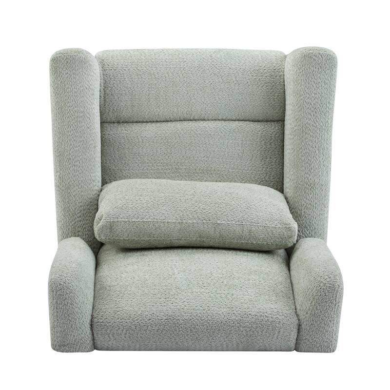 Boucle Fabric Power Recliner Chair, Swivel Armchair with Adjustable Backrest, Modern Swivel Recliner with Thick Cushion