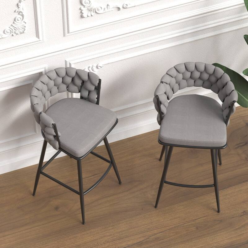 Swivel Bar Stools Linen Woven Bar Stool Set of 2