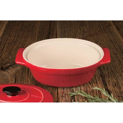 Artisan Series Bakeware MONET 10" Covered Oval Casserole for Cooking and Baking