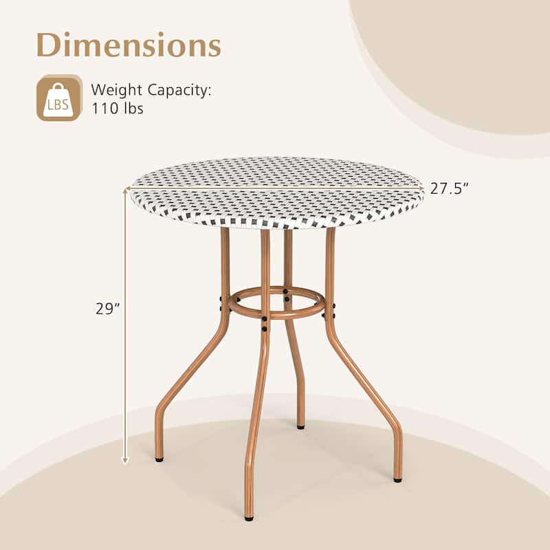 Gymax 27.5'' Outdoor Bistro Table PE Rattan Round Patio Side Table w/