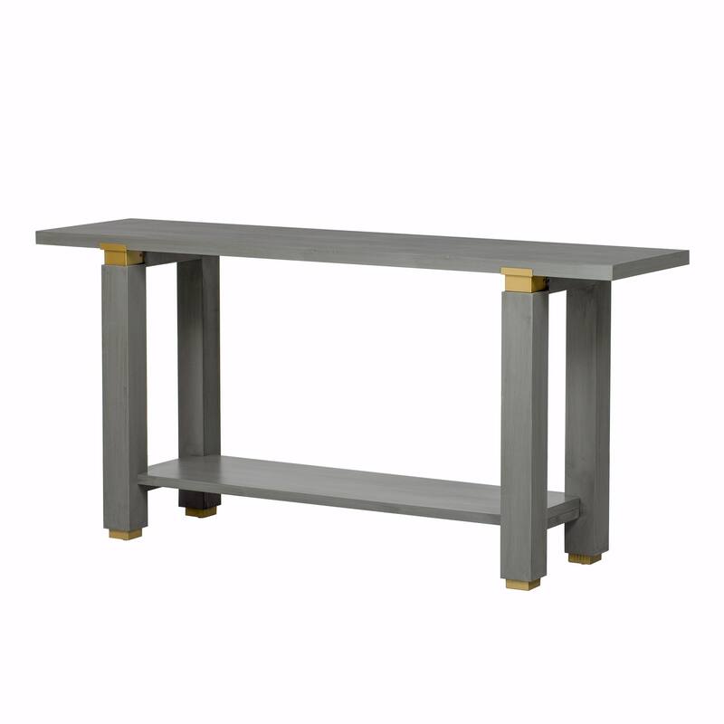 63" Modern Console Table with Shelf & Metal Accents