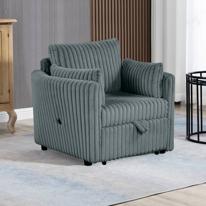 Modern Fabric Sleeper Single Sofa with USB and 2 pillows