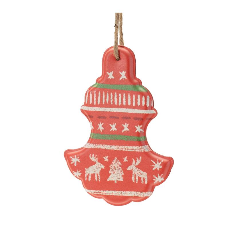 Metal Christmas Ornaments - 6.5" - Red and White - 4ct