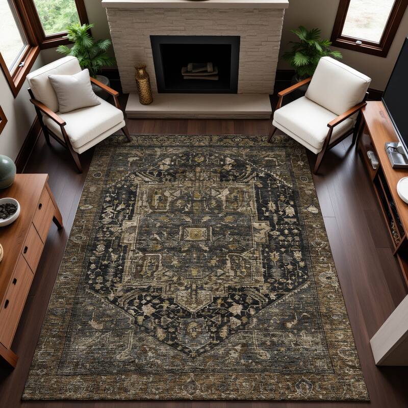 Premium Washable Super Soft Vintage Traditional Mayfield Rug - Fudge - 2'6" x 3'10"