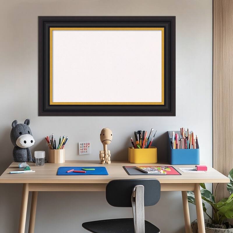 Sierra Black Brown Wood Framed Cork Board - Bulletin Board, Organization Board, Pin Board