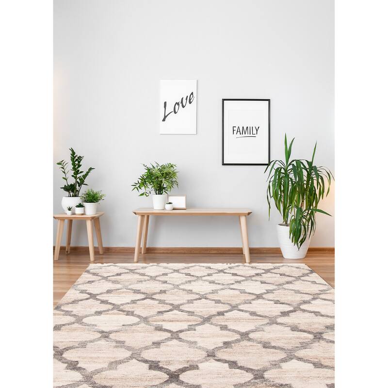 ECARPETGALLERY Flat-Weave Ankara FW Beige Wool Kilim - 5'6 x 7'9