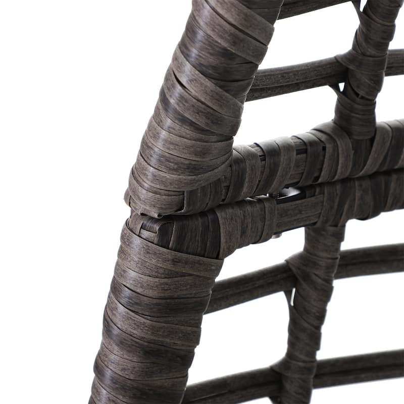 Outsunny Patio Wicker Egg Chair w/ Soft Cushion, Teardrop Cuddle Seat, Outdoor / Indoor Patio Chair