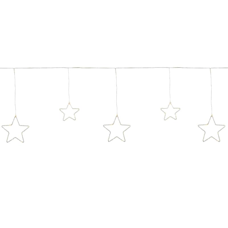 LED Lighted Stars Christmas Garland, 4ft, Warm White Lights