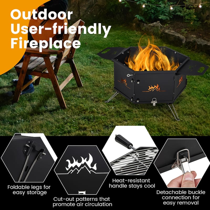 Costway Portable Charcoal Grill Stove with Rotatable Grill Foldable - See Details