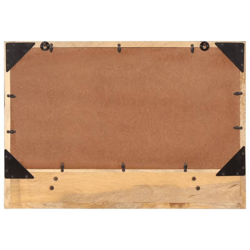 vidaXL Bathroom Mirror Natural wood and glass Solid mango wood, glass, iron - 3.1 in x 31.5 in x 21.7 in