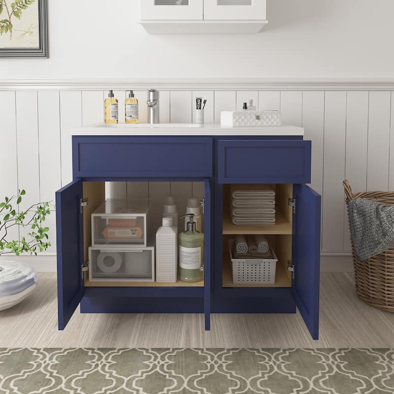 Vanity Art 39" Oak Freestanding Bathroom Vanity Cabinet without Top