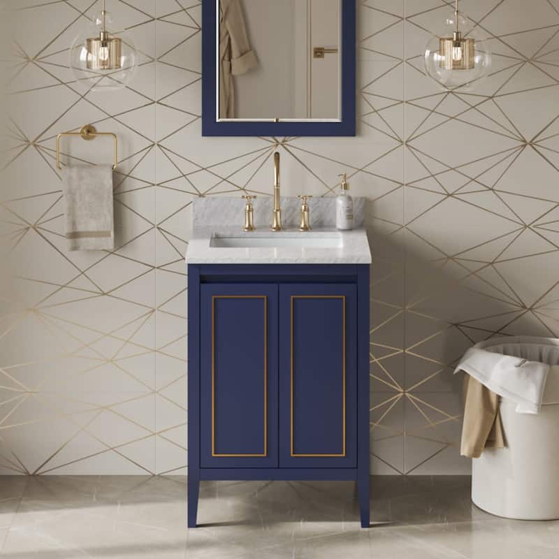Jeffrey Alexander VKITPER24R-MARBLE Percival II 24" Free Standing - Hale Blue / White Carrara