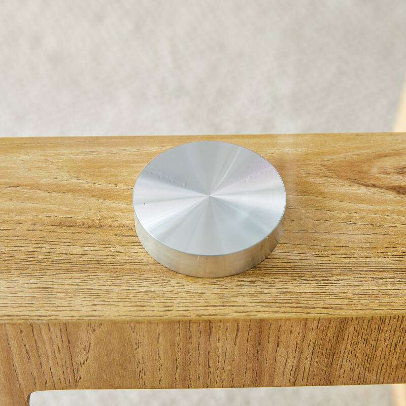 Roomfitters Round Glass Coffee Table with Tempered Top and MDF Legs, Compact Tea Table for Living Room or Bedroom, Natural