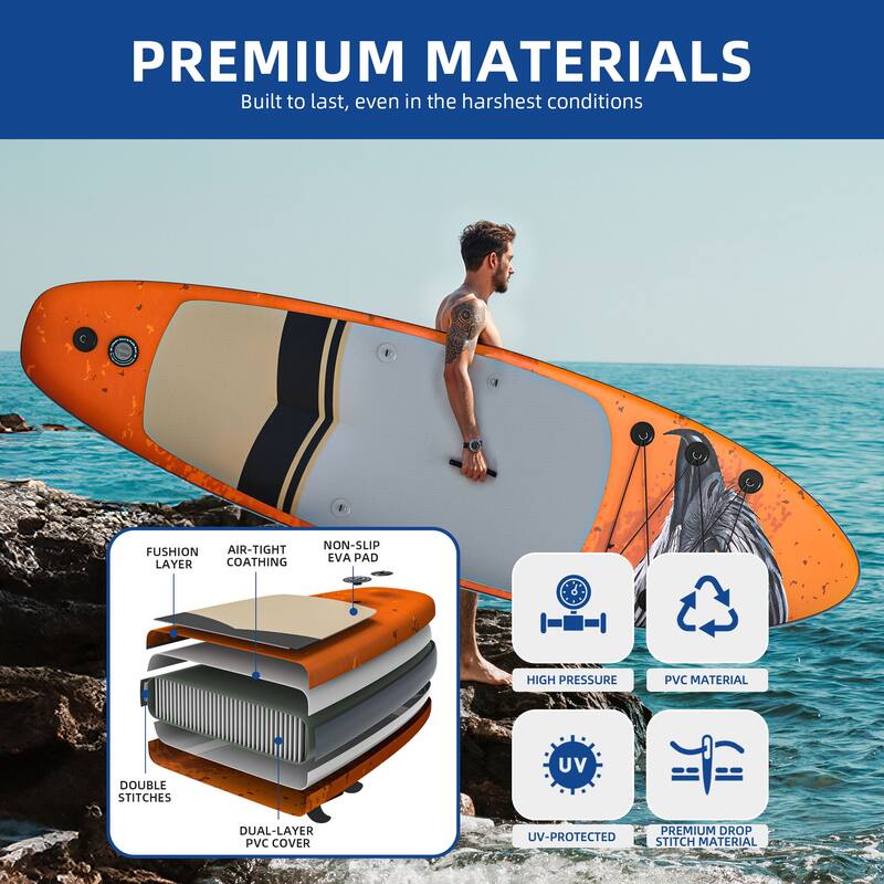Inflatable Stand Up Paddle Boards with Premium SUP Paddle Board Accessories, Wide Stable Design, Non-Slip Comfort Deck