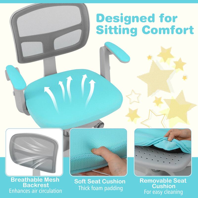 Costway Kids Desk Chair Children Study Chair with Adjustable Height, - See Details