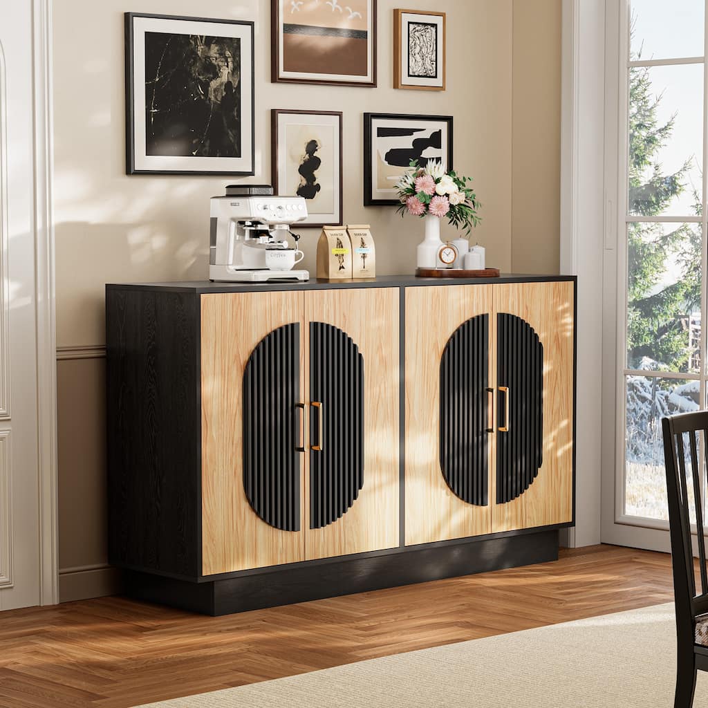 Sideboard Fluted Buffet Cabinet with Storage Adjustable Shelves