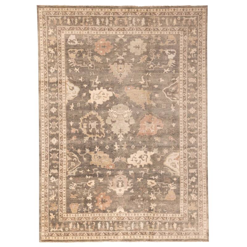 ECARPETGALLERY Hand-knotted Modern Oushak Dark Grey Wool Rug - 10'0 x 13'11