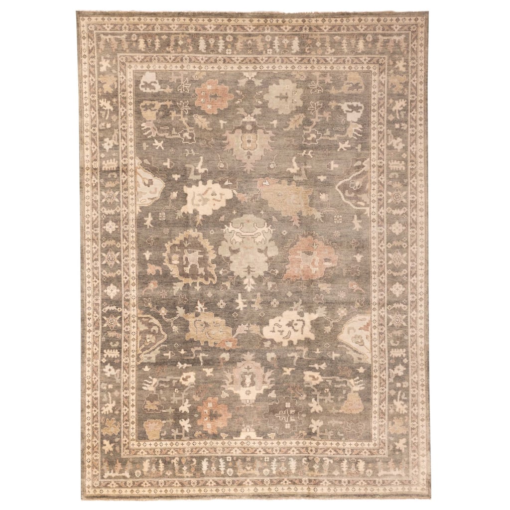 ECARPETGALLERY Hand-knotted Modern Oushak Dark Grey Wool Rug - 10'0 x 13'11