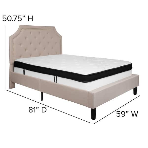 Arched Tufted Platform Bed and Memory Foam Pocket Spring Mattress Bed