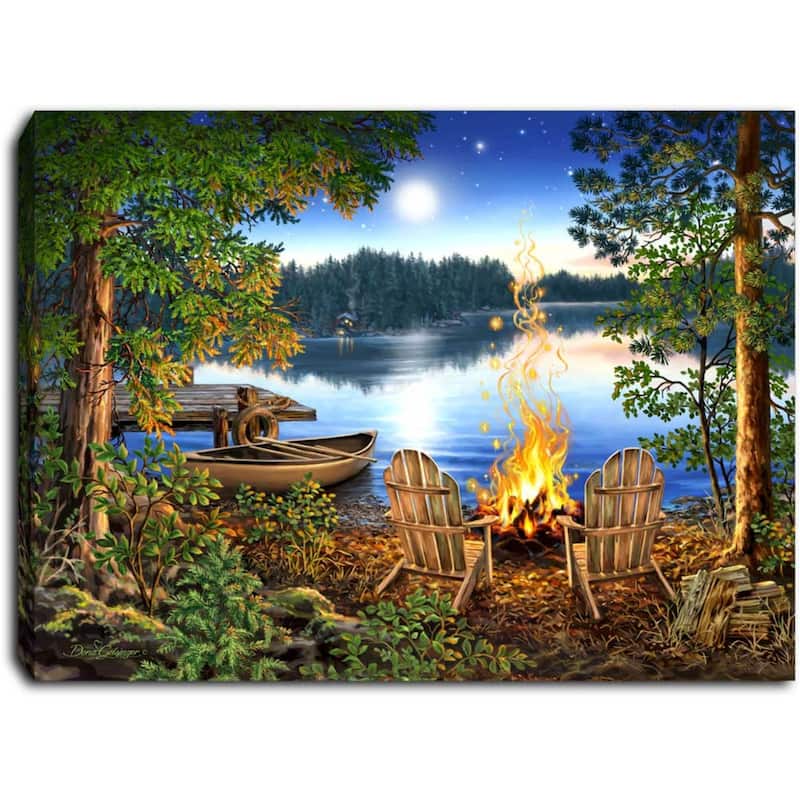 8" Green and Blue Lakeside LED Lighted Tabletop Decor