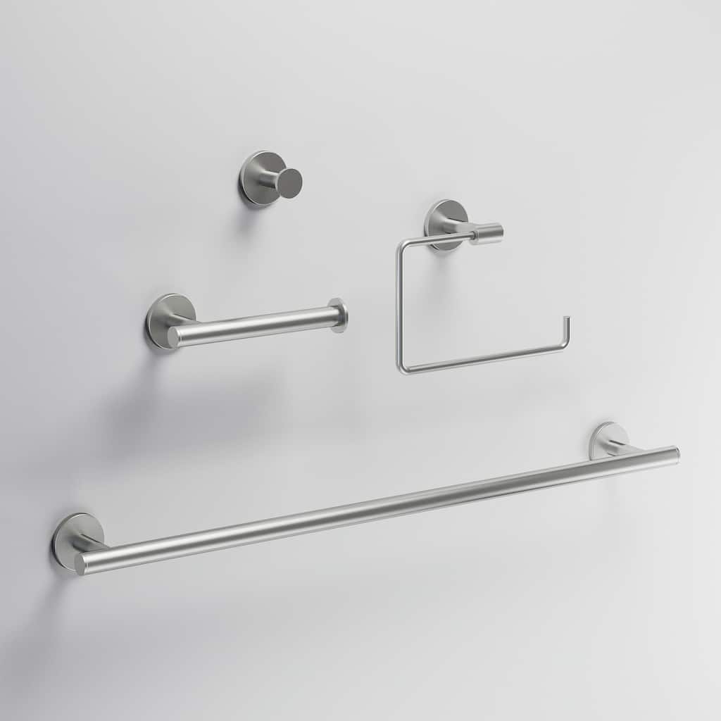 VIGO Elan 4-Piece Bathroom Hardware Accessory Set with 24 in. Towel Bar, Toilet Paper Holder, Hand Towel Holder, Hook