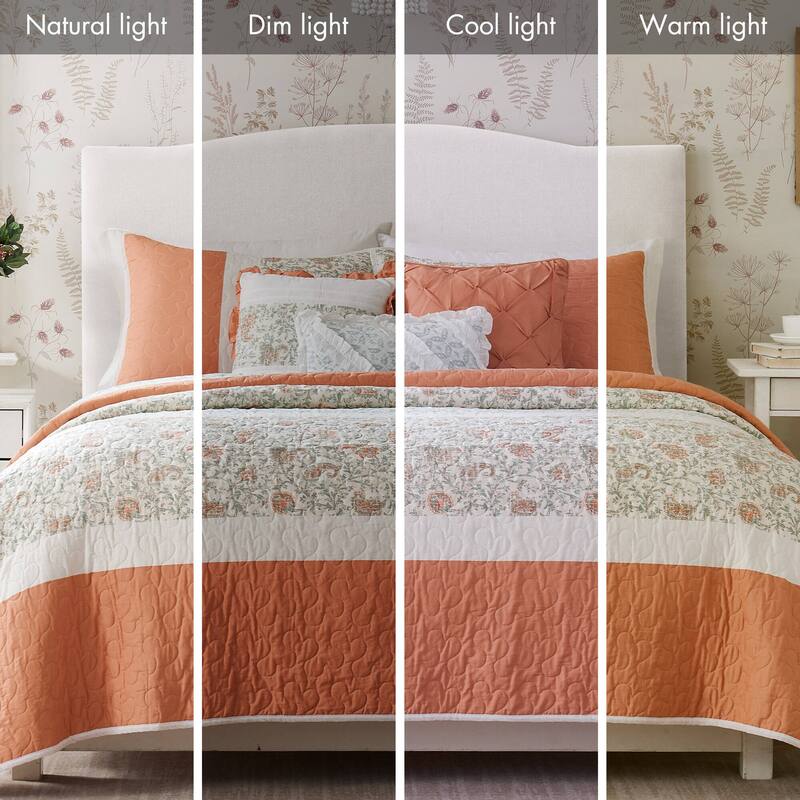 GDF Studio - Cotton Percale Reversible Quilt Set with Decorative Pillows