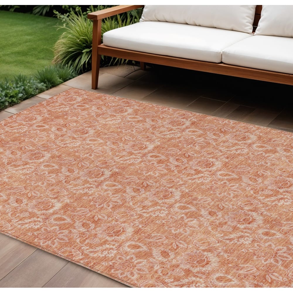HomeRoots Floral Transitional Rectangle Outdoor Rug