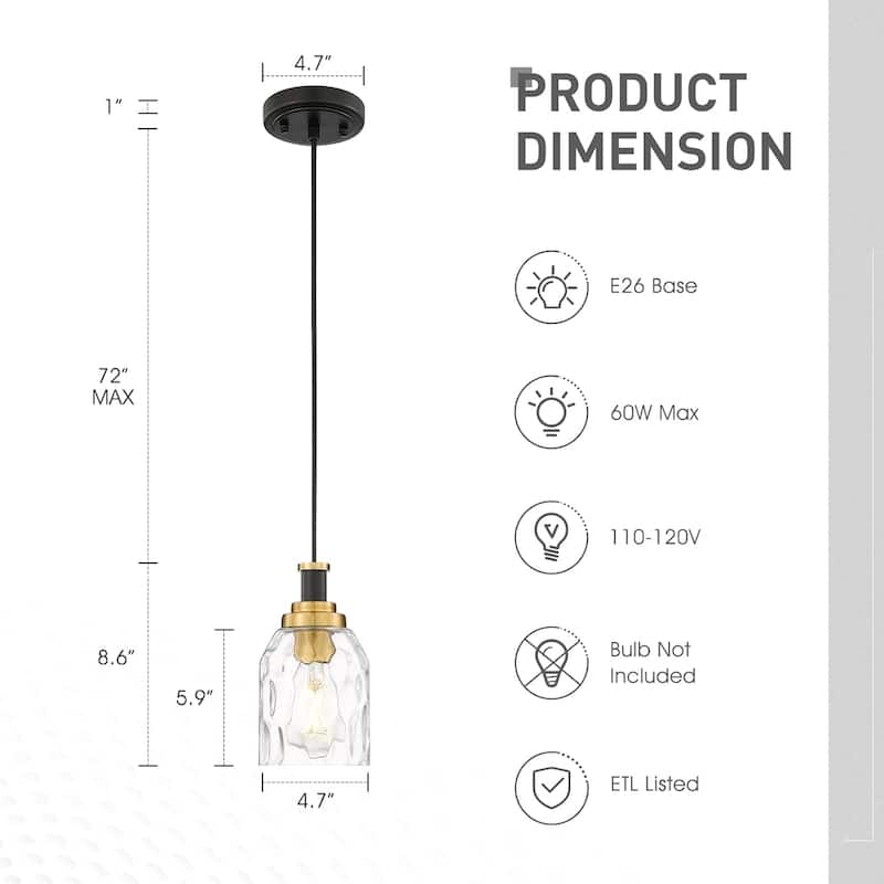 2 pack hanging light black & gold hallway light glass metal pendant light