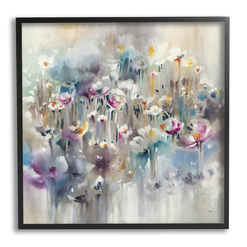 Stupell Soft Rounded Wild Flowers Abstract Floral Field Framed Wall Art