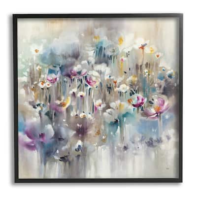 Stupell Soft Rounded Wild Flowers Abstract Floral Field Framed Wall Art