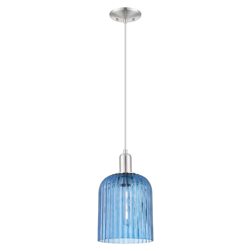Innovations Lighting Endless Possibilities Arcadia - Bridal Veil - 1 Light 8" Cord Hung Mini Pendant - Blue Shade/Brushed Satin Nickel