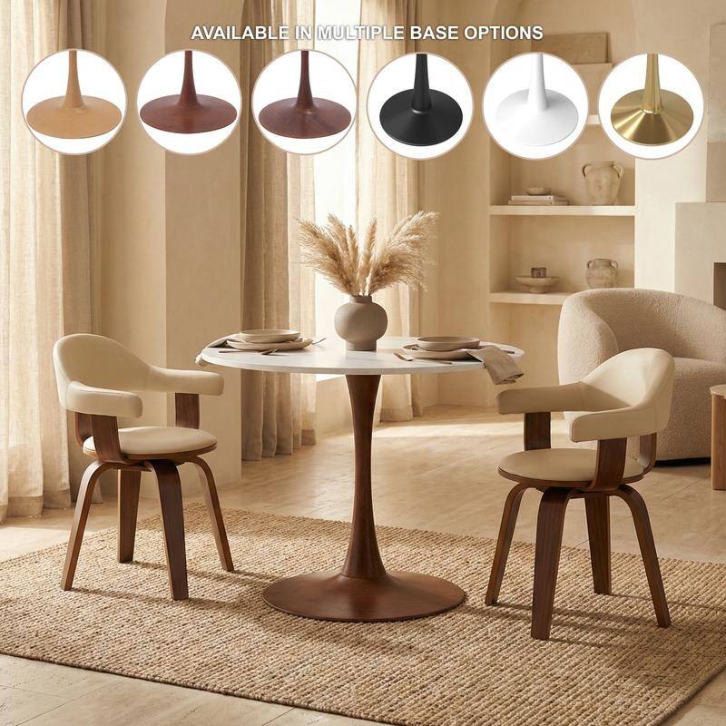 Bristol Modern 31" Round Sintered Stone Dining Table with Pedestal Base - Minimalist Scratch-Resistant Kitchen Table