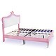 preview thumbnail 47 of 54, PU Upholstered Princess Bed with LED Lights and Crown Headboard