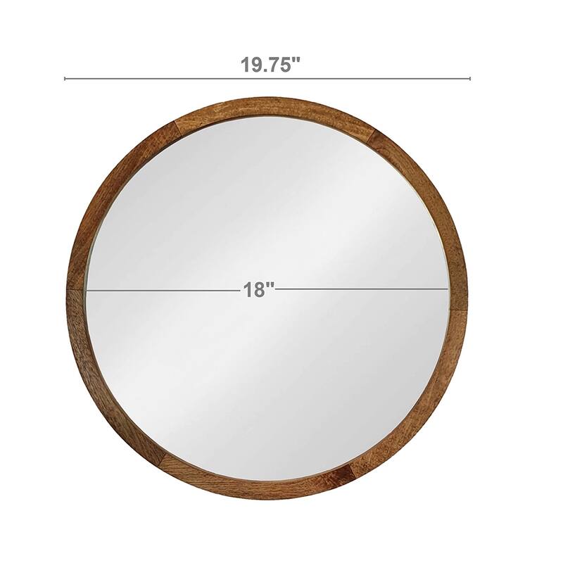 Circle Wall Mirror with Wooden Frame