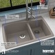 preview thumbnail 44 of 63, Karran Drop-In Quartz 34 in. Double Bowl 60/40 Kitchen Sink With Bottom Grids and Strainers