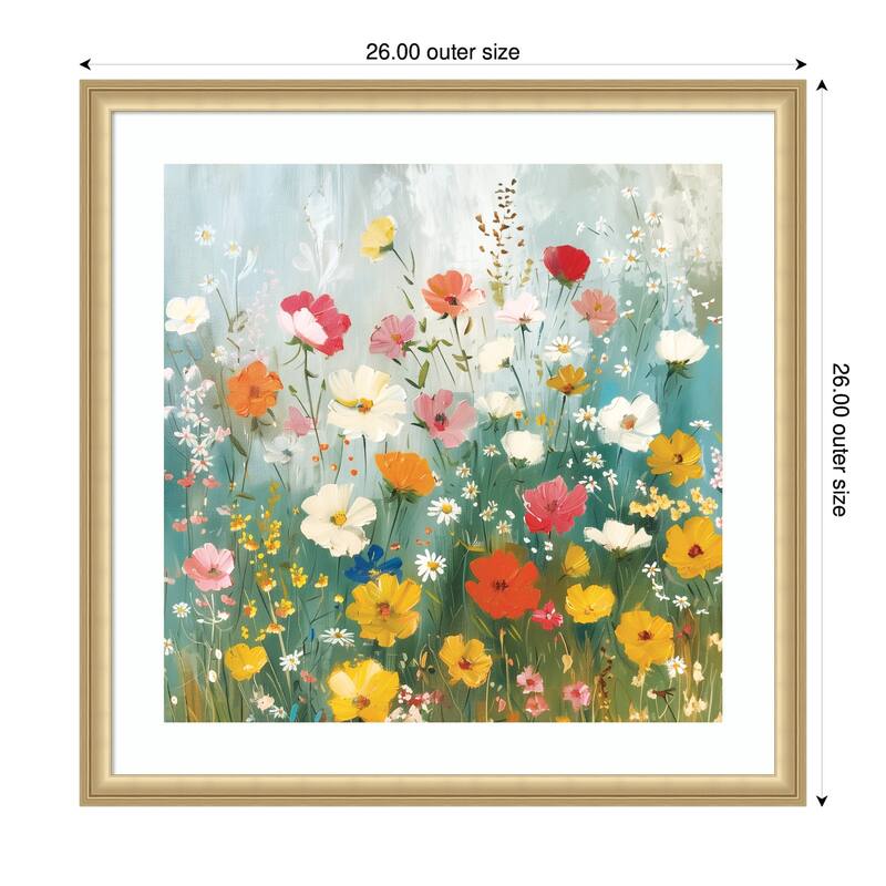 Kate and Laurel Framed Art Boho WIldflower Garden by The Creative Bunch Studio
