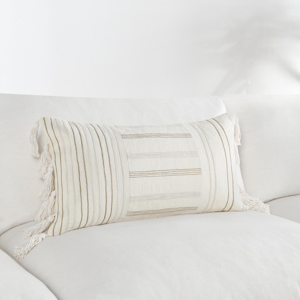 Villa by Classic Home Apana Embroidered Throw Pillow