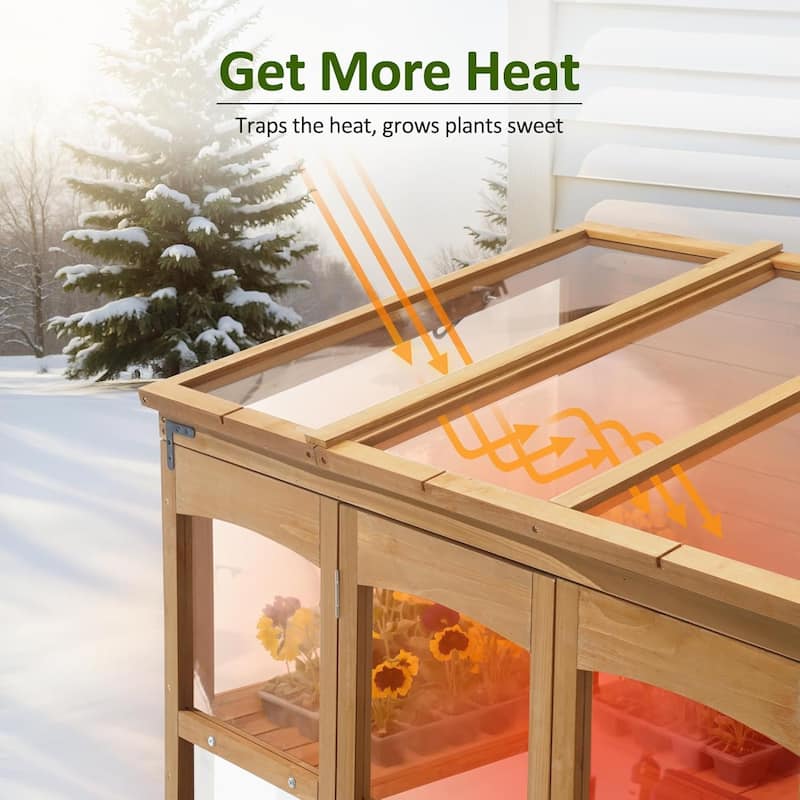 MCombo Walk-in Greenhouse with Openable Roof and Lockable Door, Solid Wood 0899