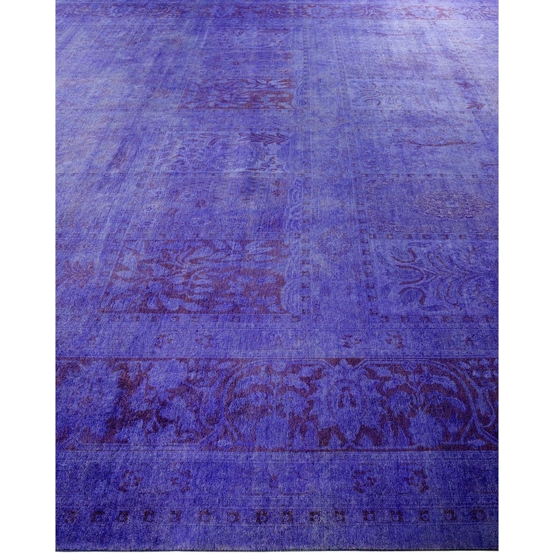 Overton Handknotted Wool Vintage Inspired Contemporary Overdyed Purple Area Rug - 15' 6" x 11' 4"