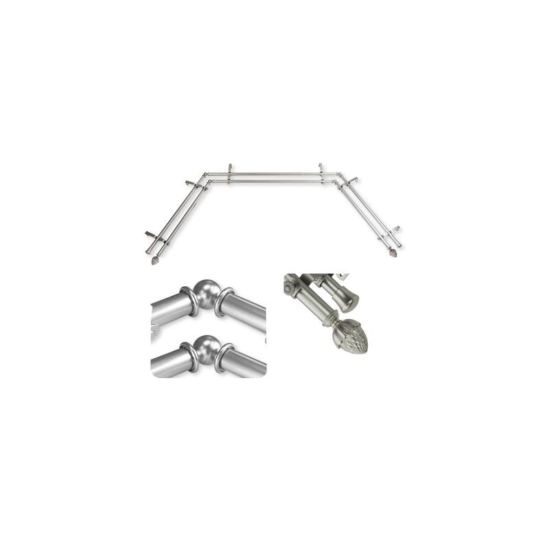 Adjustable Curtain Rods & Hardware Set - Telescoping Rods, Decorative Finials, Satin Nickel Finish - M