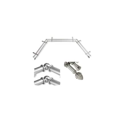 Adjustable Curtain Rods & Hardware Set - Telescoping Rods, Decorative Finials, Satin Nickel Finish - M