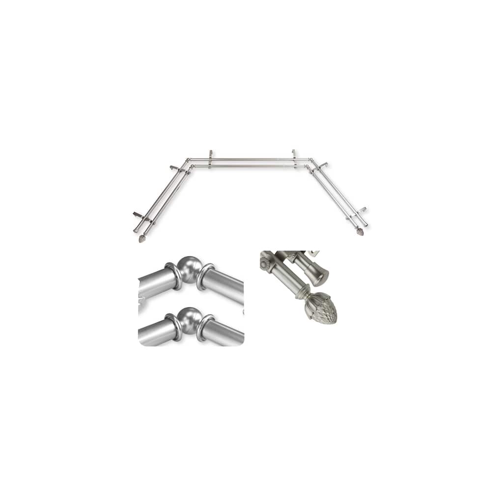 Adjustable Curtain Rods & Hardware Set - Telescoping Rods, Decorative Finials, Satin Nickel Finish - M