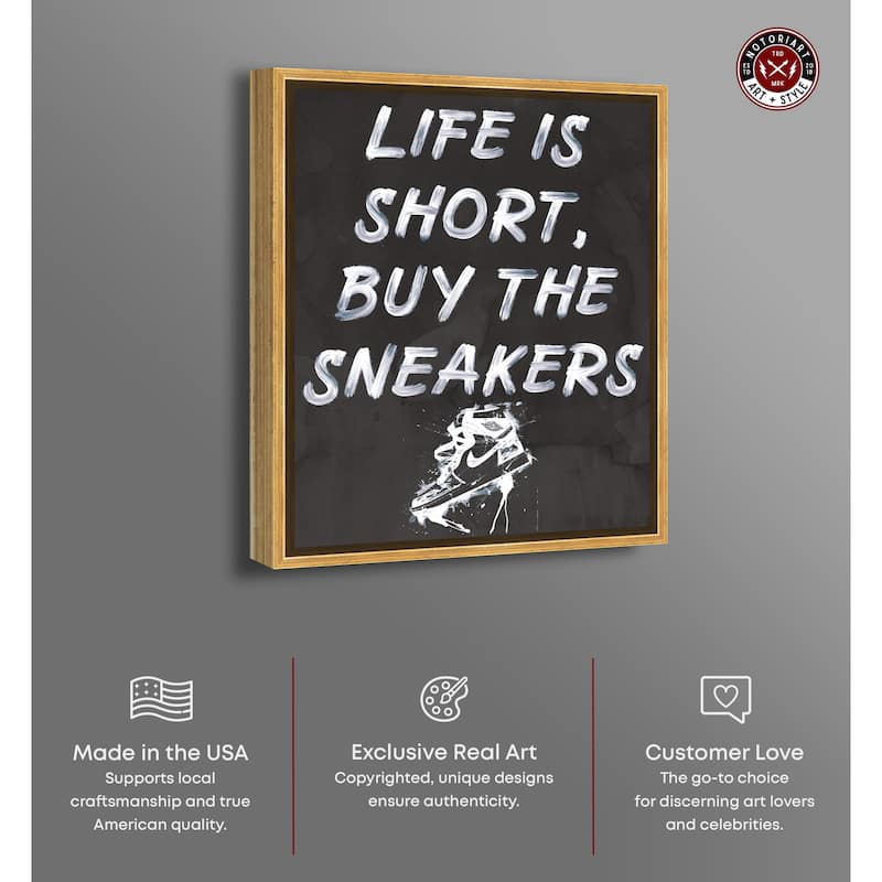 Notoriart Buy The Sneakers Framed Sneaker 1 Piece Canvas Wall Art