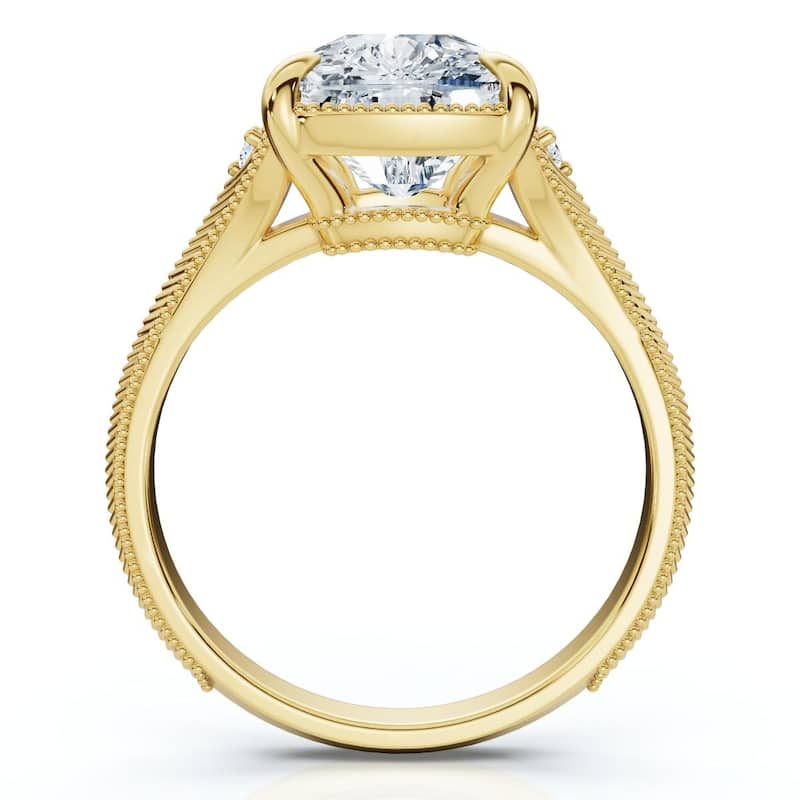 Bliss Diamond Certified 5Ct Taylor Elongated Cushion Engagement Ring Yellow Gold Lab Grown