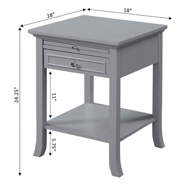 Rustic End Table with Drawer - Home Accent Storage Side Table, Black Finish, 24" High - 24