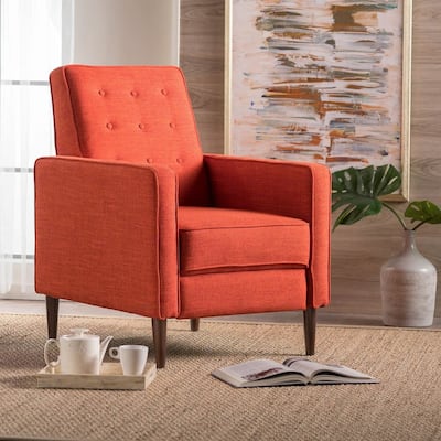 Mid-Century Modern Fabric Recliner Chair with Birch Legs by Christopher Knight Home