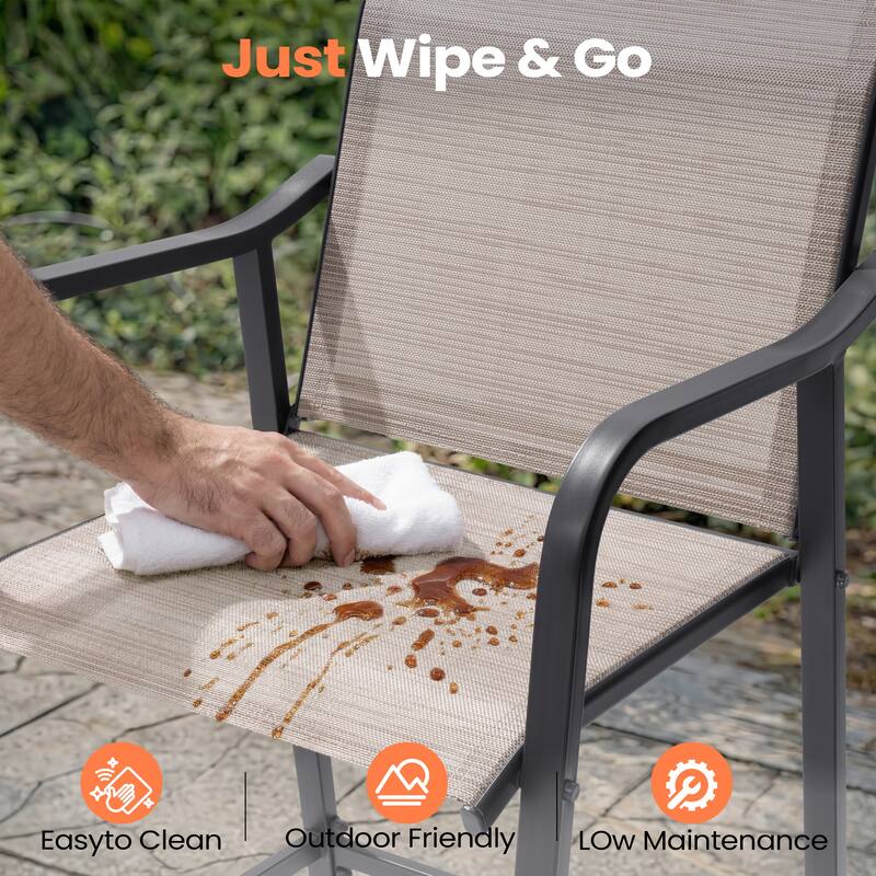 Pellebant Outdoor Bar Height Barstools Patio Bar Stools Chairs - 22.5 " D x 21.3 " W x 44 " H