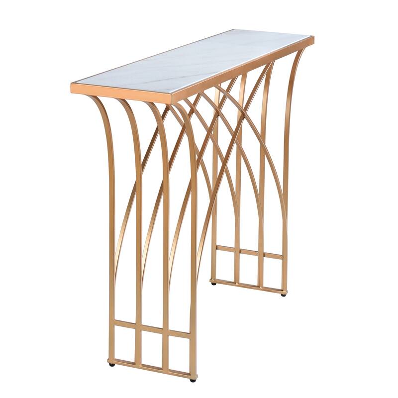 StyleCraft Seraphine Console - Golden - White Marble Top