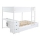 preview thumbnail 9 of 15, Full-Over-Full White Bunk Bed with Trundle, Desk & 3 Storage Drawers, Wooden Low Bunkbeds with USB Ports, for Kids Teens Bedroom