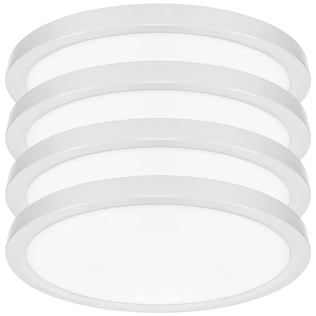 Luxrite 7 Inch LED Flush Mount Ceiling Light, 15W 1000LM, 5CCT Selectable 2700K-5000K, Dimmable, Damp Rated 4-Pack